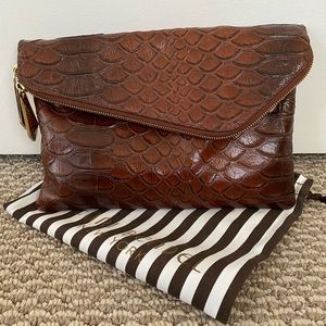 HENRI BENDEL Debutante Snake Skin Clutch